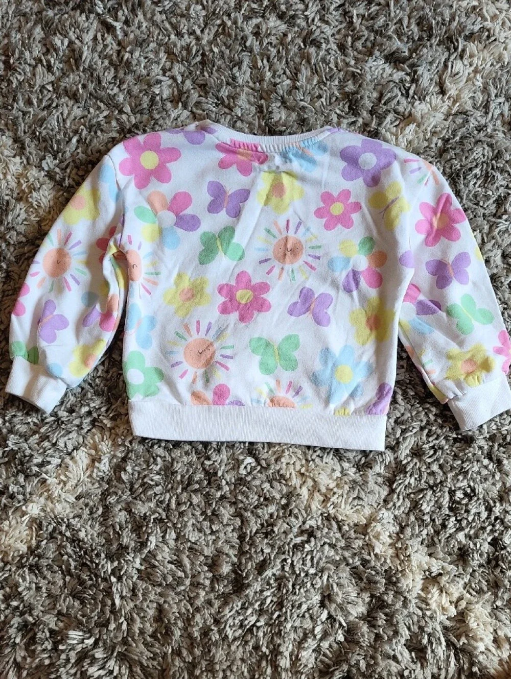 Girls White Floral Pullover Sweatshirt with Pastel Flowers